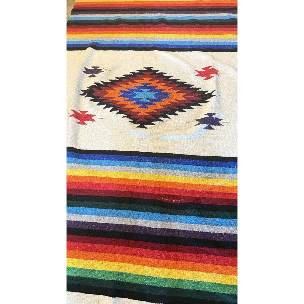 El Paso Saddleblanket Rainbow Serape Woven Blanket 80x49 Southwestern Aztec‎